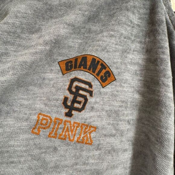 PINK Victorias Secret MLB San Francisco Giants Cold Shoulder Sweater Gray Large - Picture 3 of 8